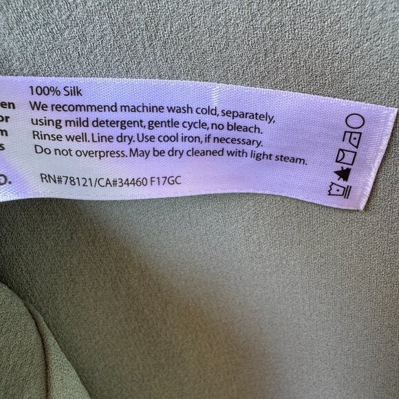 EUC Eileen Fisher Sea Green Short Sleeve Silk Georgette Crepe Tunic - X-Large - Picture 9 of 9